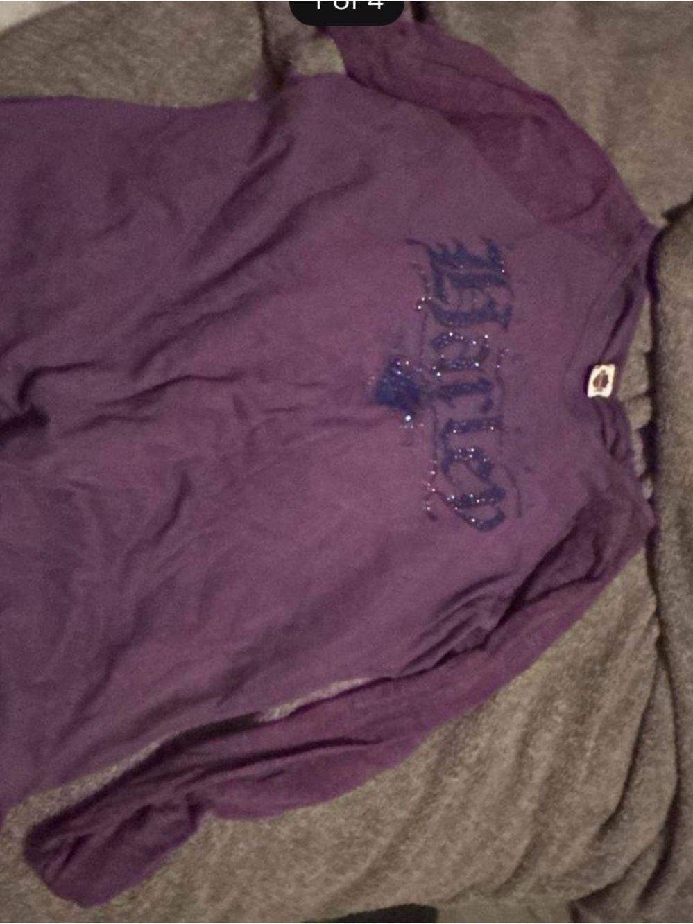Harley-Davidson Purple Girls' Long-Sleeve Tee with Blue Glitter Script